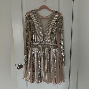 Sequin Long Sleeve mini Dress ASOS size 8 Christmas/New Year's Dress Party